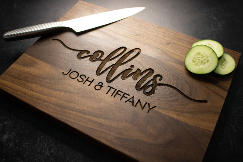 Large Last Name Engraved Wood Cutting Board